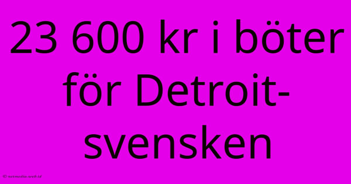23 600 Kr I Böter För Detroit-svensken 23 600 Kr I Böter För Detroit-svensken