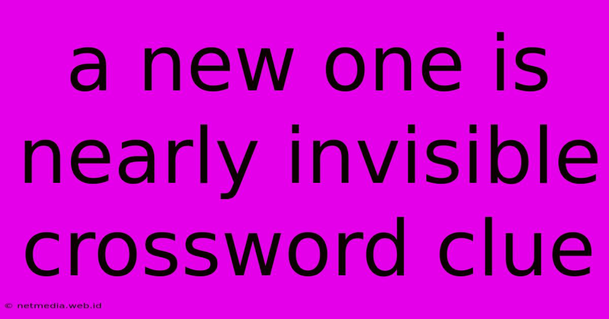 A New One Is Nearly Invisible Crossword Clue