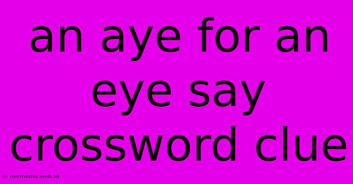 An Aye For An Eye Say Crossword Clue