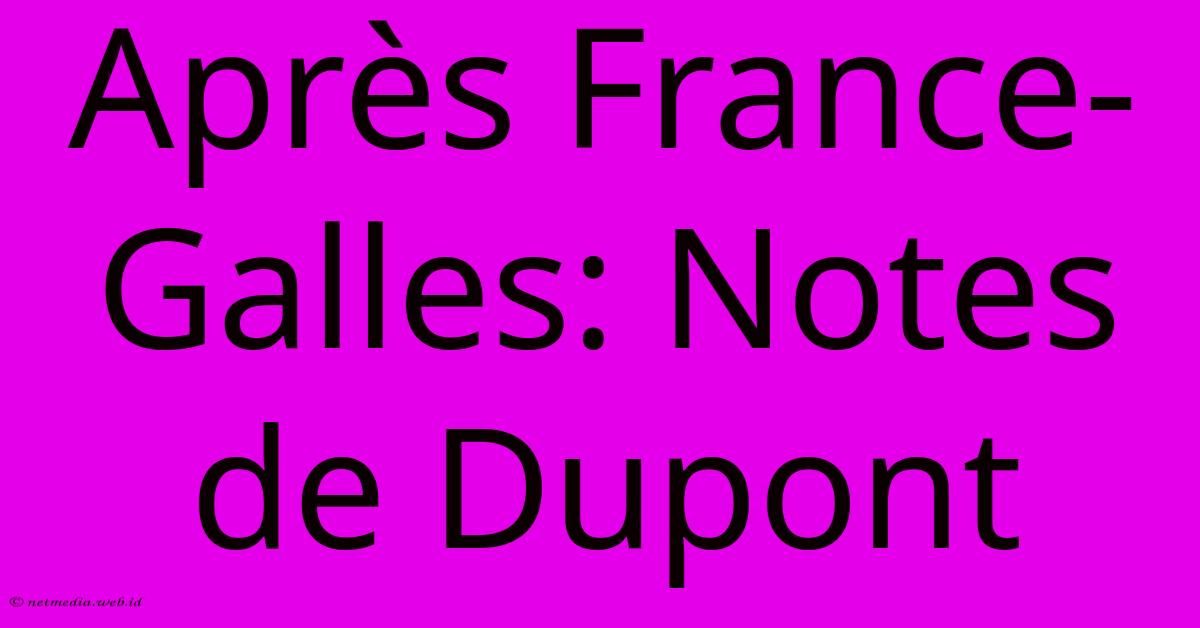 Après France-Galles: Notes De Dupont