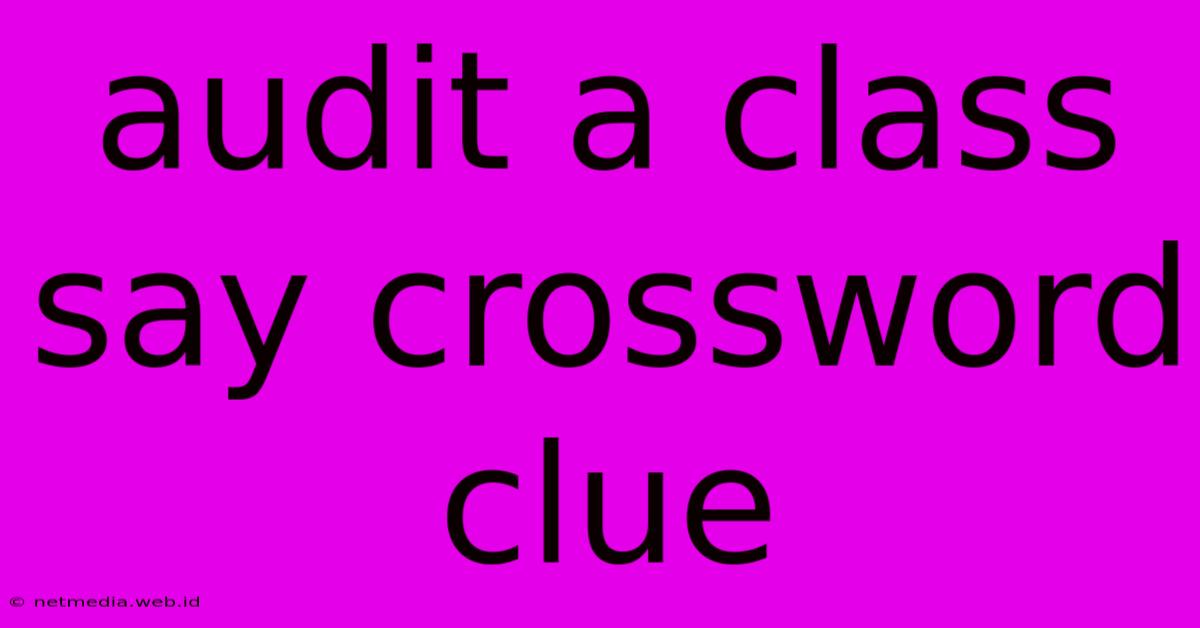 Audit A Class Say Crossword Clue