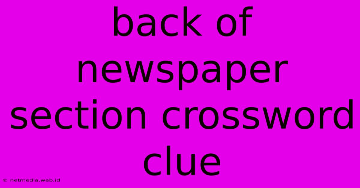 Back Of Newspaper Section Crossword Clue