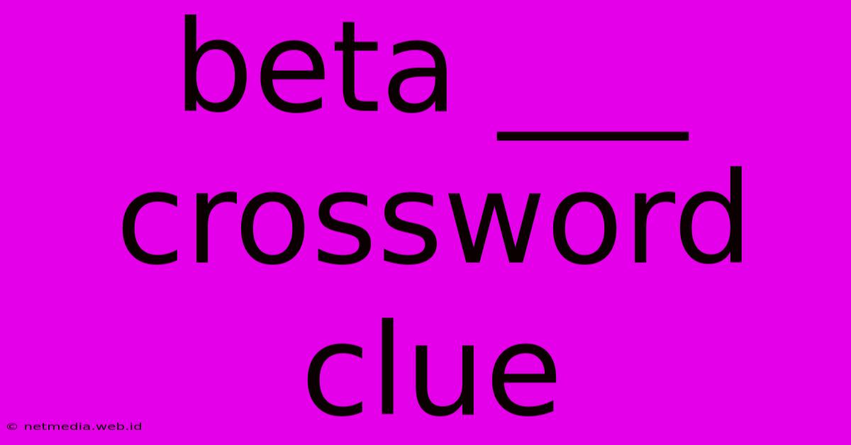 Beta ___ Crossword Clue