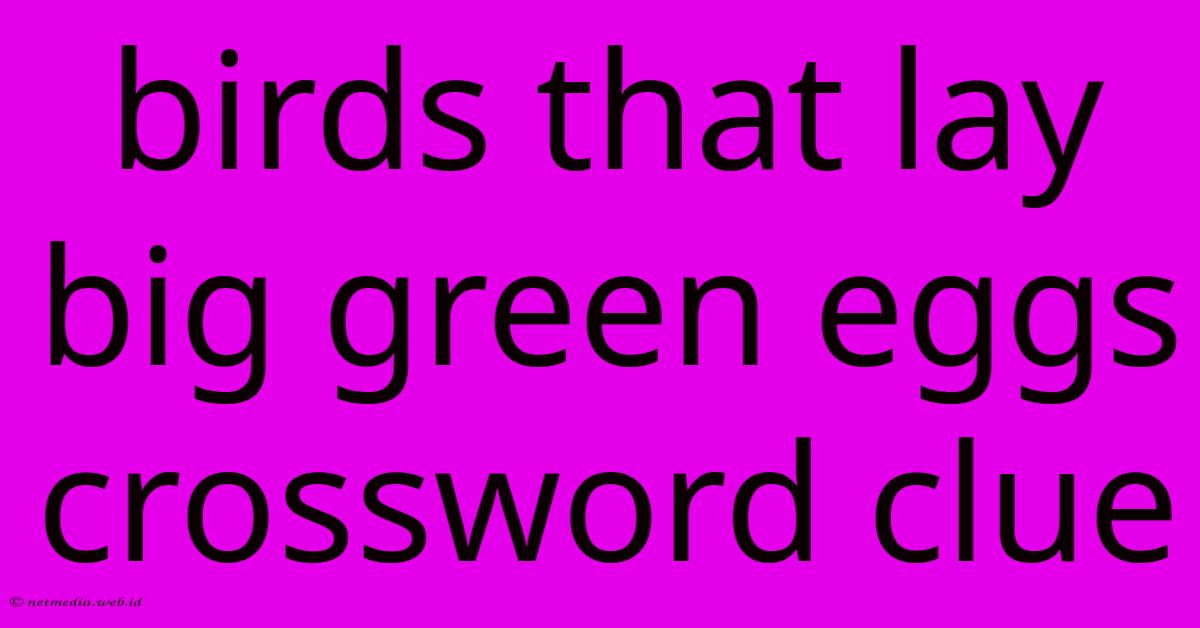 Birds That Lay Big Green Eggs Crossword Clue Birds That Lay Big Green Eggs Crossword Clue