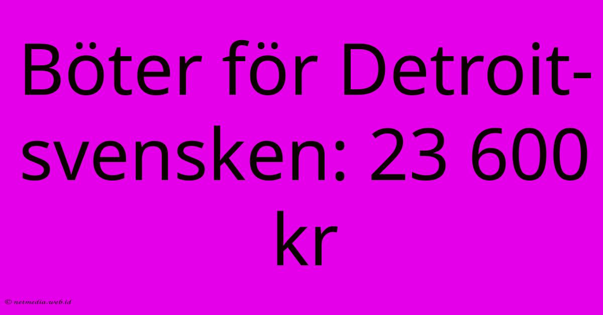 Böter För Detroit-svensken: 23 600 Kr Böter För Detroit-svensken: 23 600 Kr