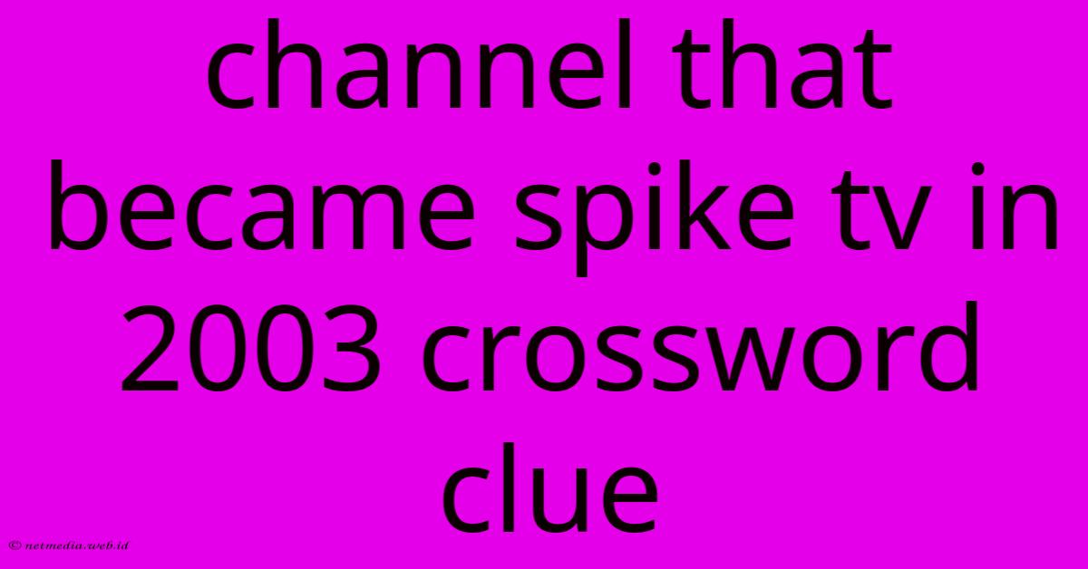 Channel That Became Spike Tv In 2003 Crossword Clue