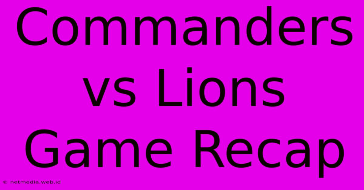 Commanders Vs Lions Game Recap