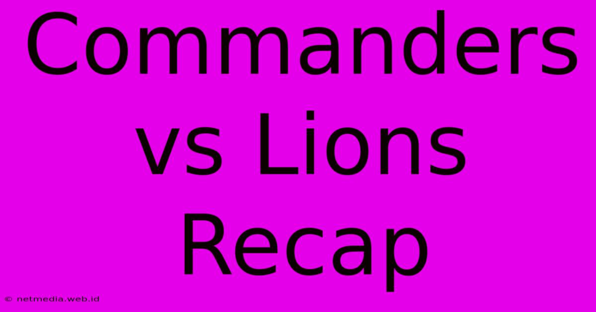 Commanders Vs Lions Recap