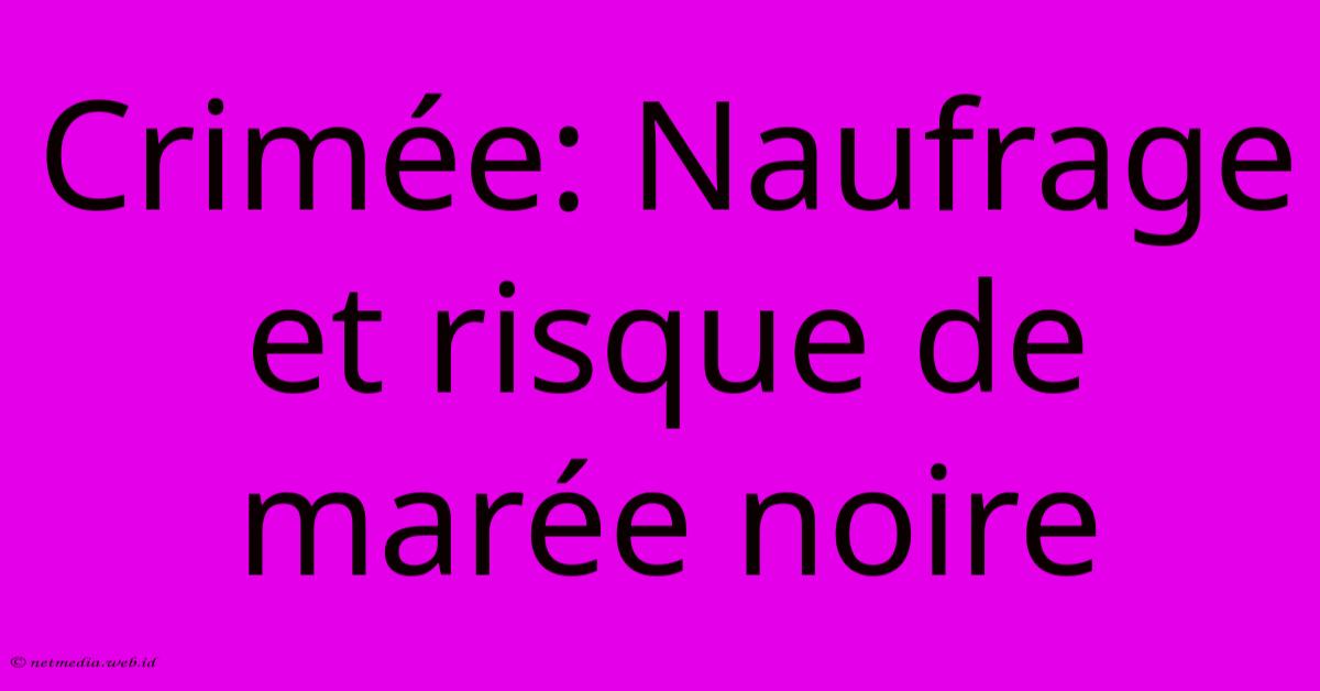 Crimée: Naufrage Et Risque De Marée Noire Crimée: Naufrage Et Risque De Marée Noire