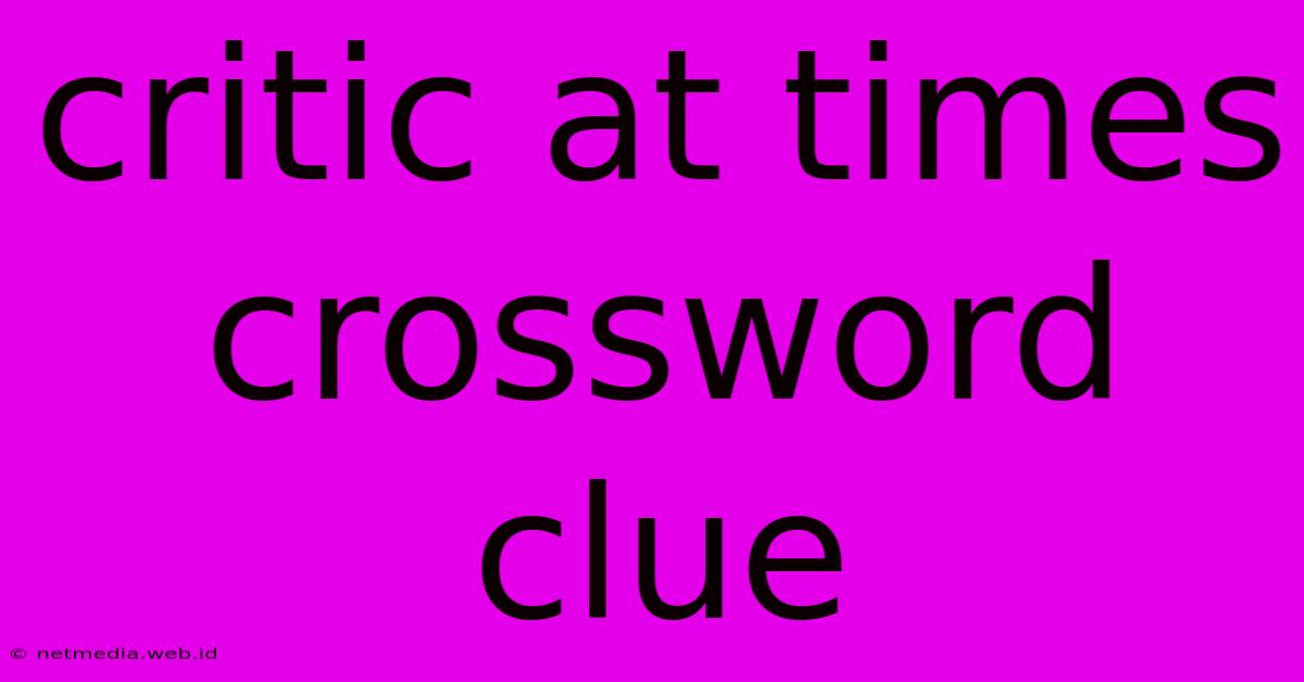 Critic At Times Crossword Clue