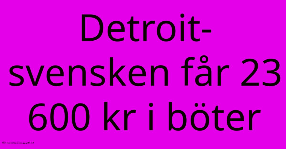Detroit-svensken Får 23 600 Kr I Böter Detroit-svensken Får 23 600 Kr I Böter