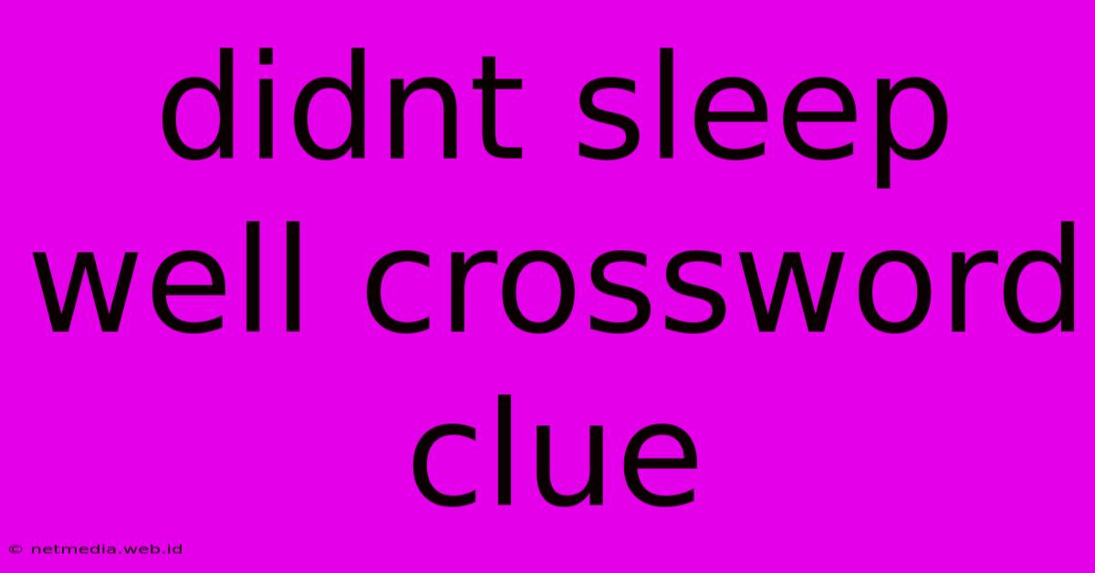 Didnt Sleep Well Crossword Clue