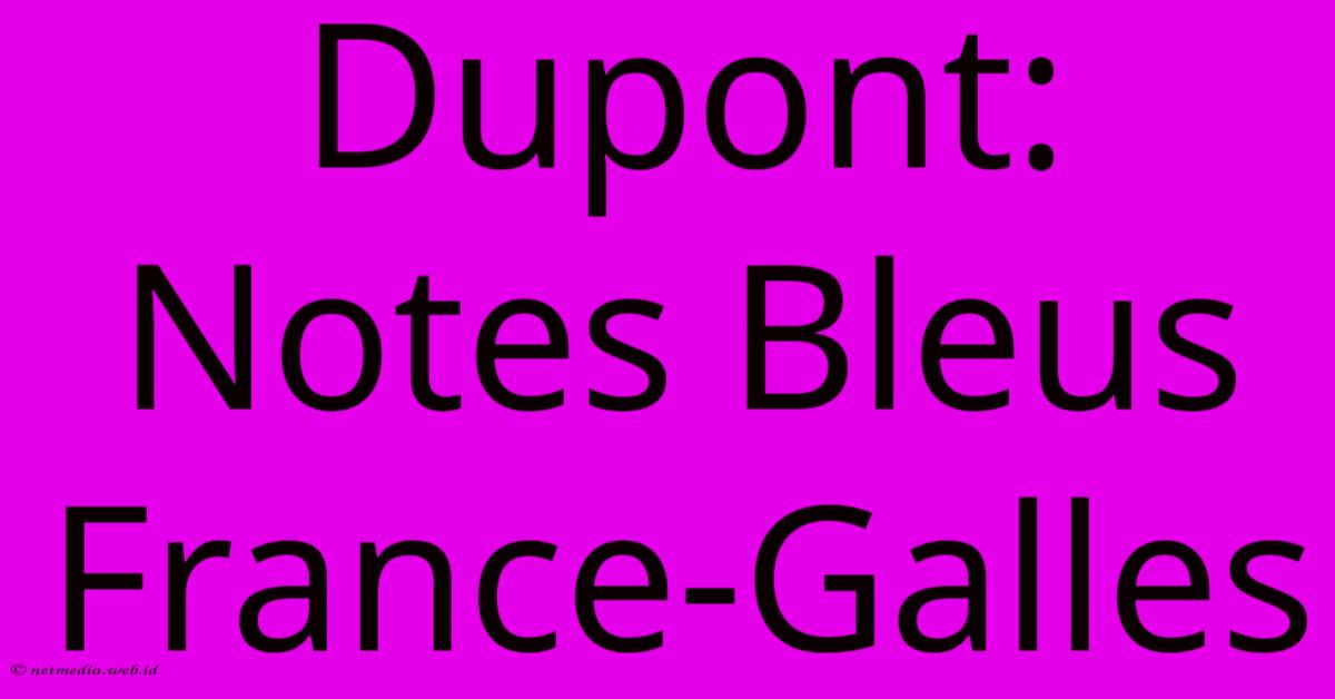 Dupont: Notes Bleus France-Galles