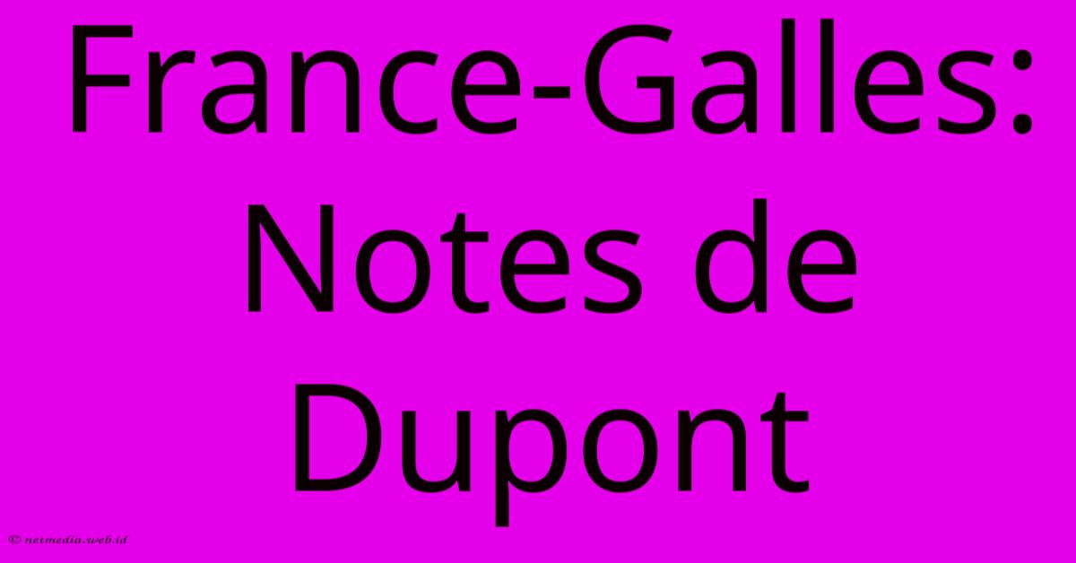 France-Galles: Notes De Dupont