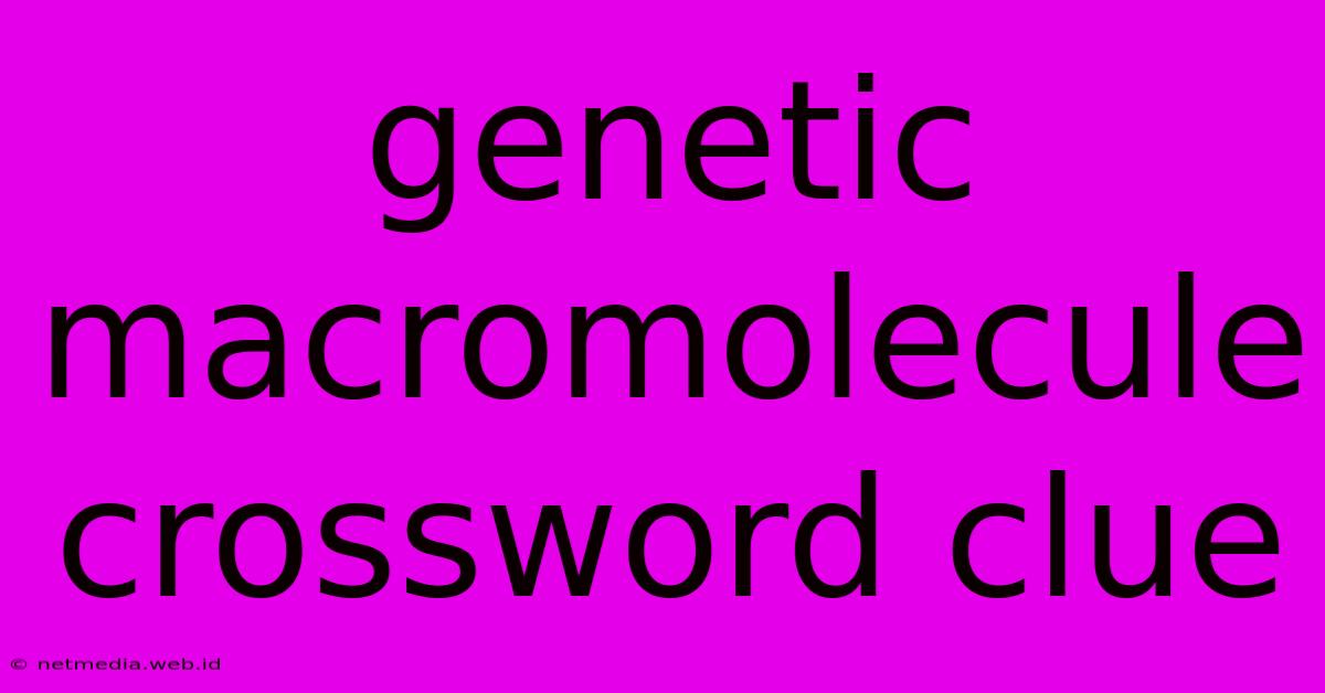 Genetic Macromolecule Crossword Clue