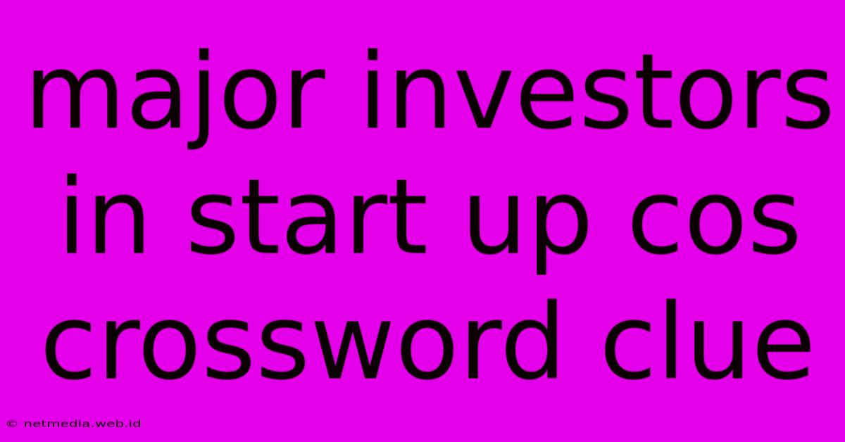 Major Investors In Start Up Cos Crossword Clue