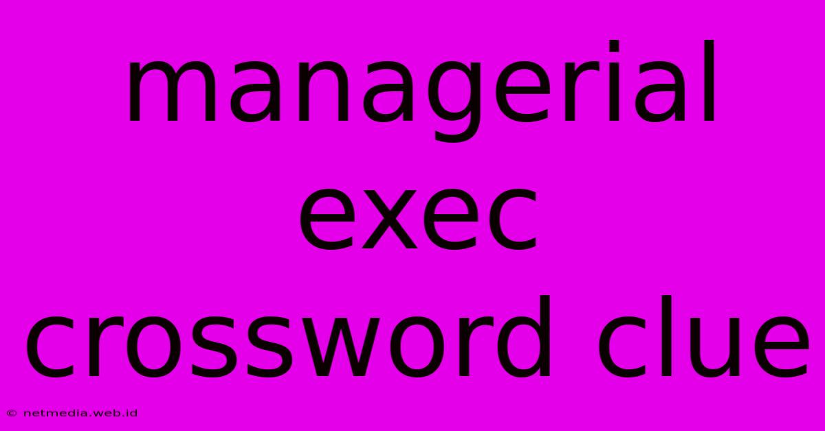 Managerial Exec Crossword Clue