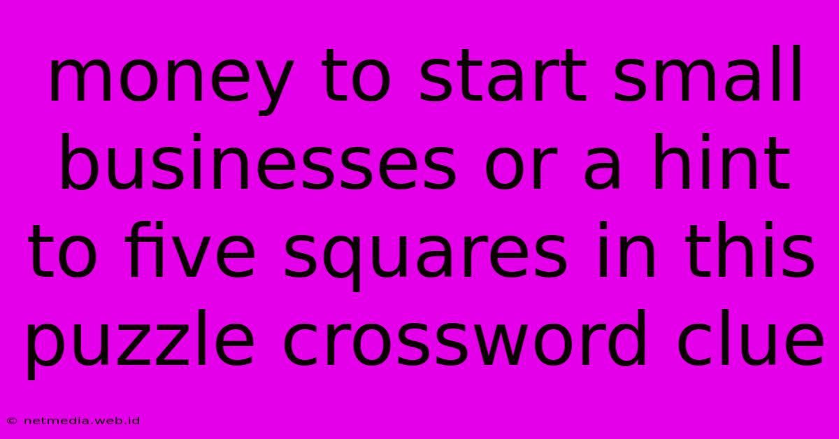 Money To Start Small Businesses Or A Hint To Five Squares In This Puzzle Crossword Clue