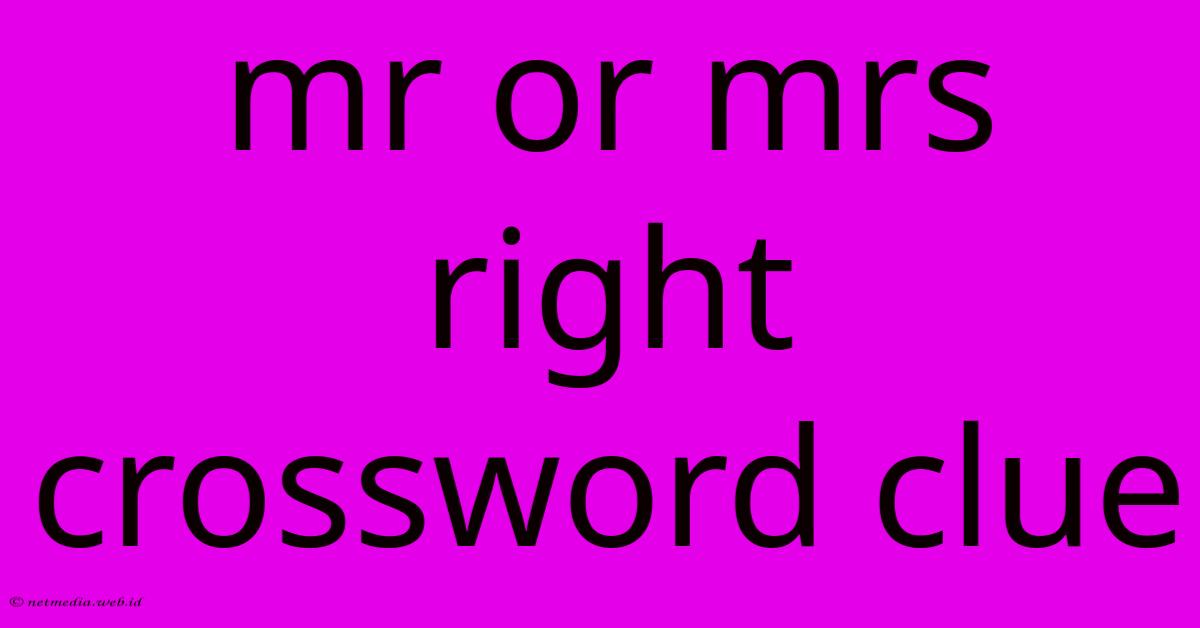 Mr Or Mrs Right Crossword Clue