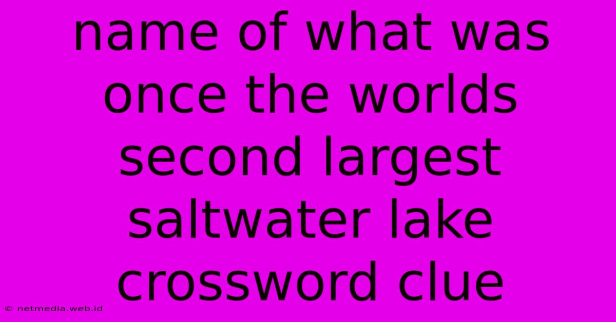 Name Of What Was Once The Worlds Second Largest Saltwater Lake Crossword Clue