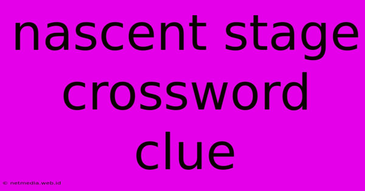 Nascent Stage Crossword Clue