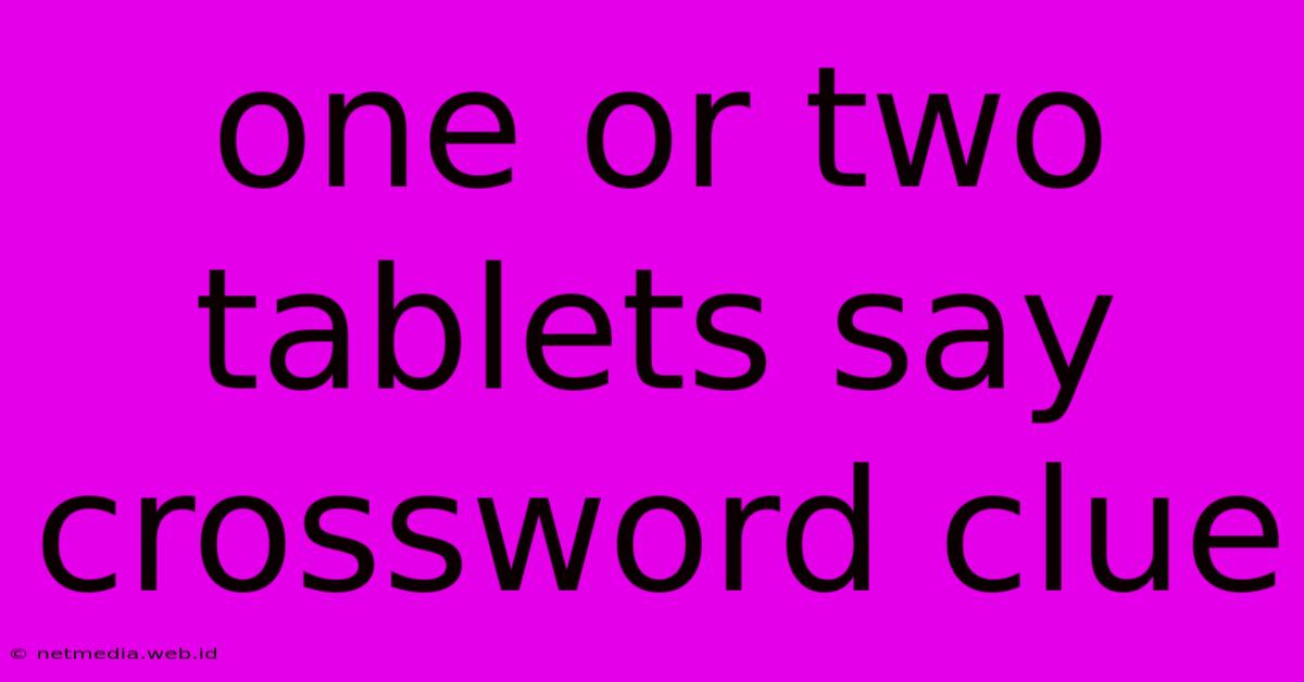 One Or Two Tablets Say Crossword Clue