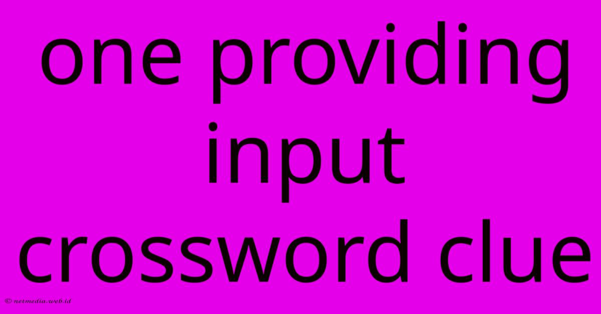 One Providing Input Crossword Clue