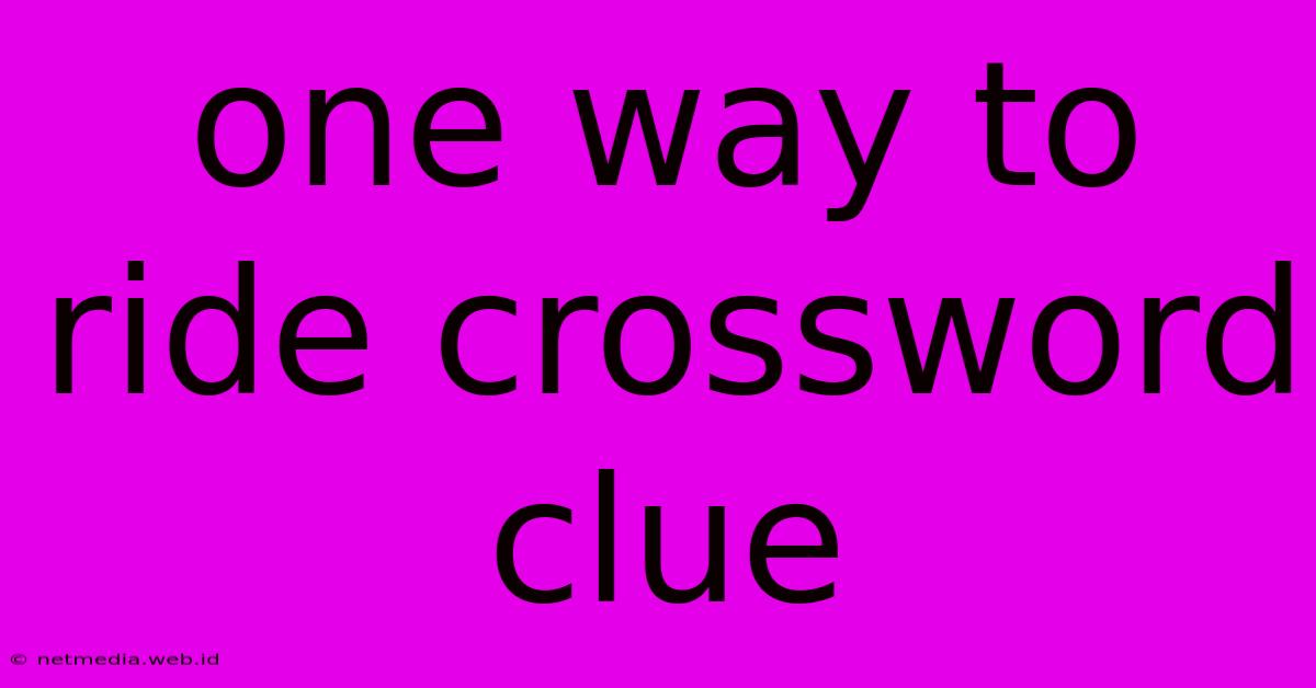 One Way To Ride Crossword Clue