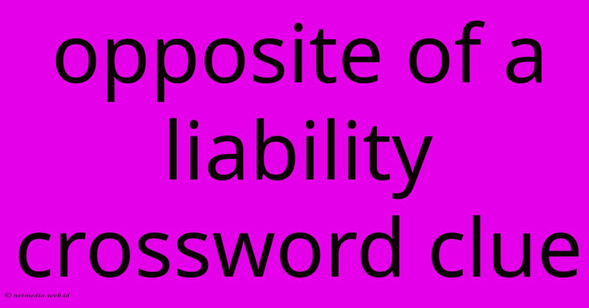 Opposite Of A Liability Crossword Clue Opposite Of A Liability Crossword Clue