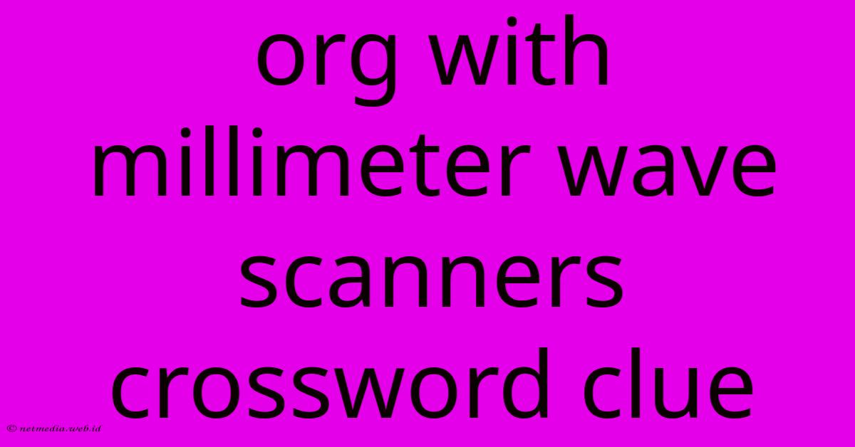 Org With Millimeter Wave Scanners Crossword Clue