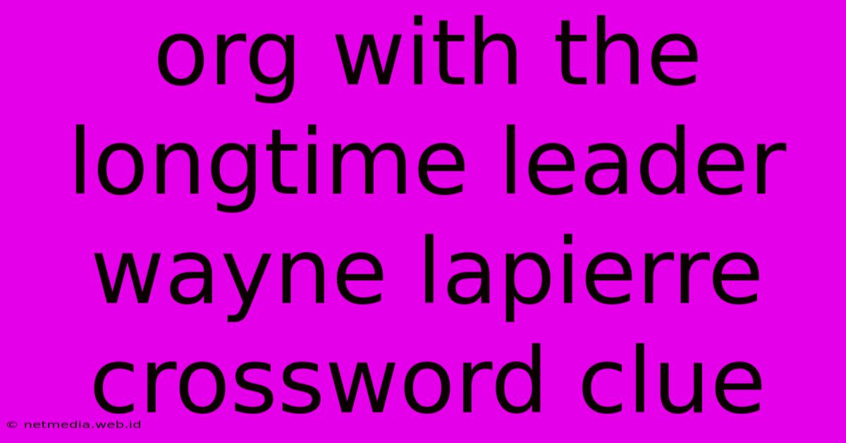 Org With The Longtime Leader Wayne Lapierre Crossword Clue