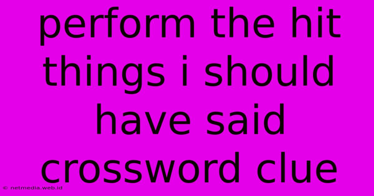 Perform The Hit Things I Should Have Said Crossword Clue