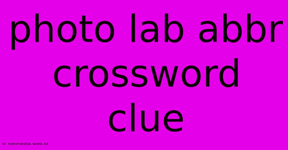 Photo Lab Abbr Crossword Clue