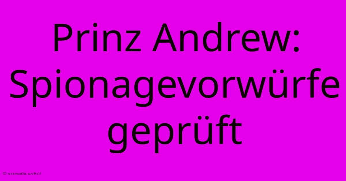Prinz Andrew: Spionagevorwürfe Geprüft Prinz Andrew: Spionagevorwürfe Geprüft