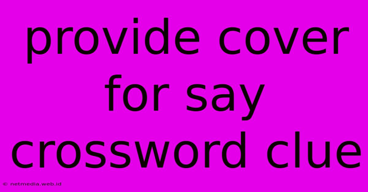 Provide Cover For Say Crossword Clue