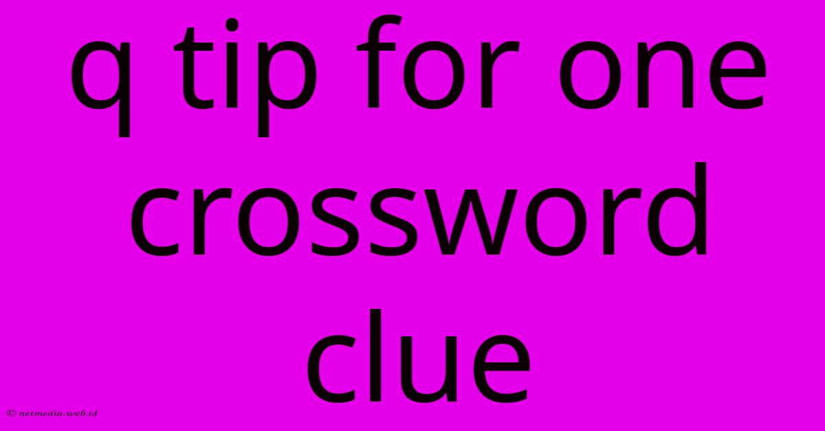 Q Tip For One Crossword Clue Q Tip For One Crossword Clue