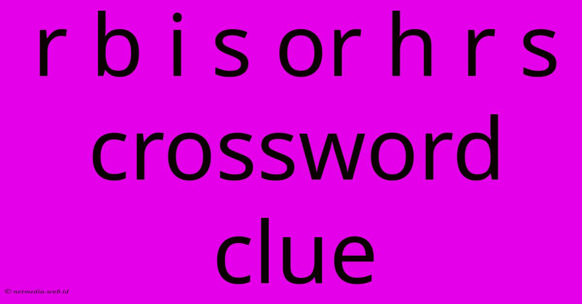 R B I S Or H R S Crossword Clue