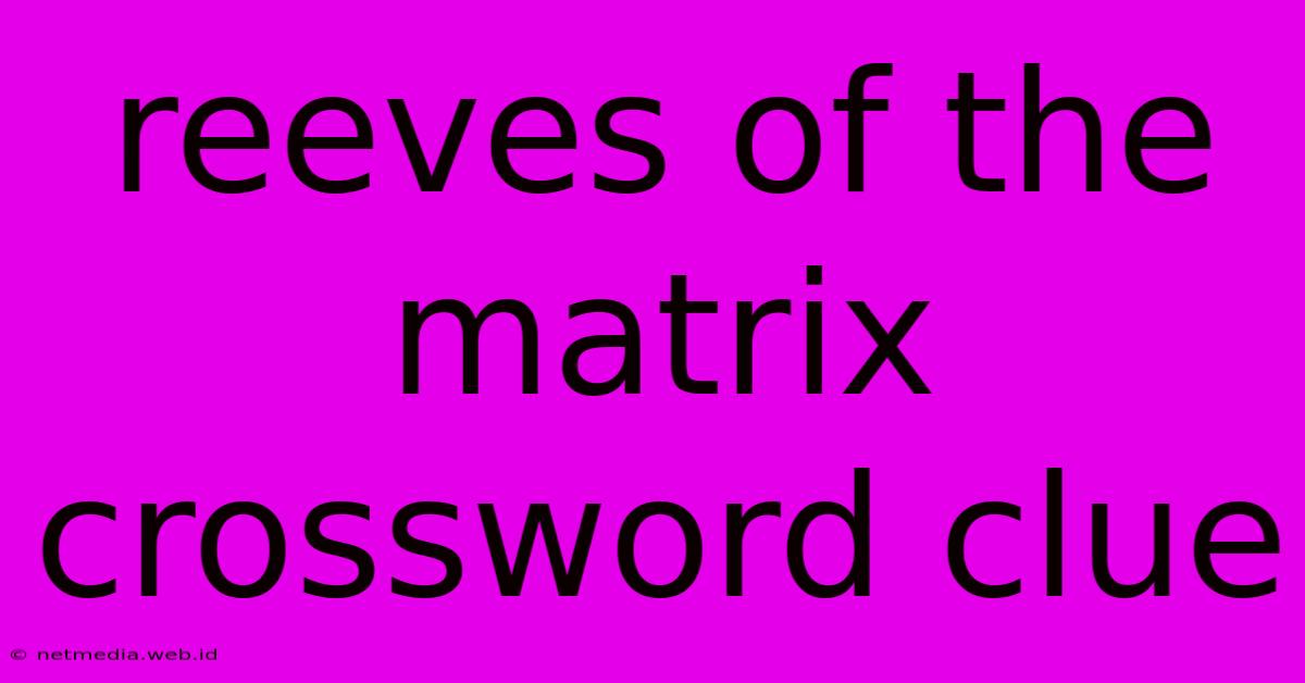 Reeves Of The Matrix Crossword Clue