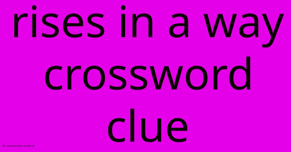 Rises In A Way Crossword Clue Rises In A Way Crossword Clue