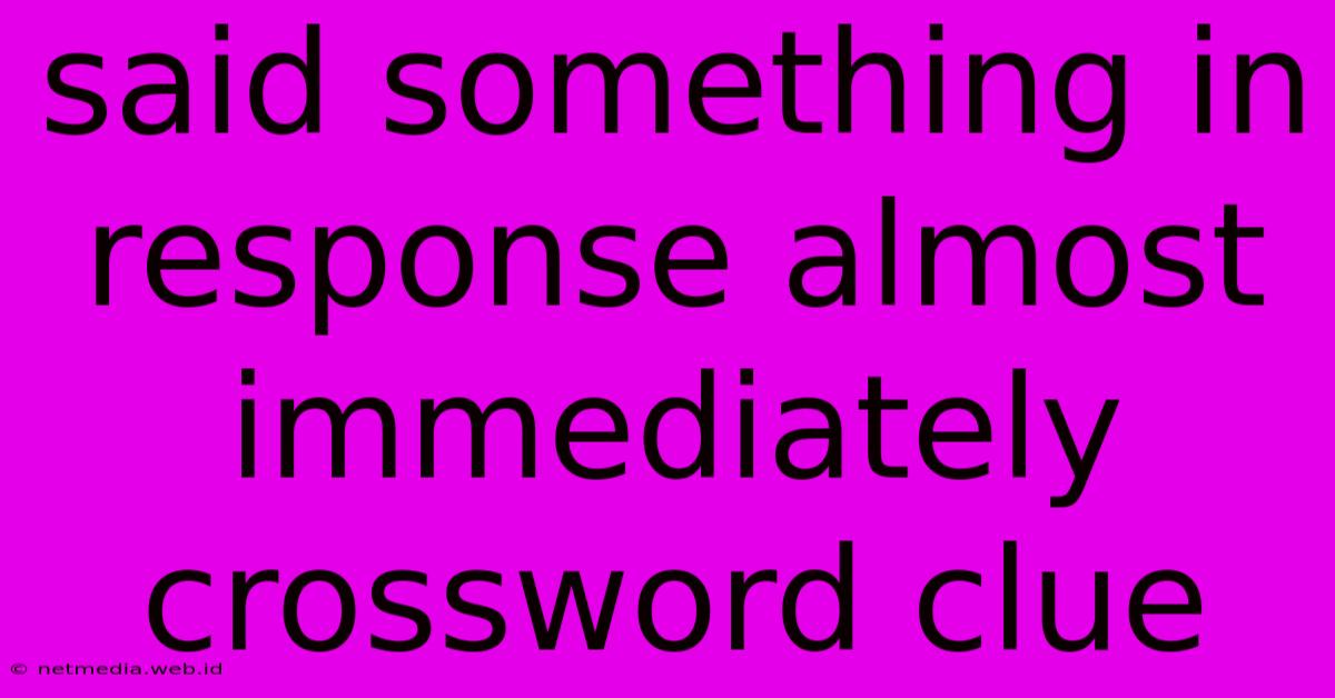 Said Something In Response Almost Immediately Crossword Clue