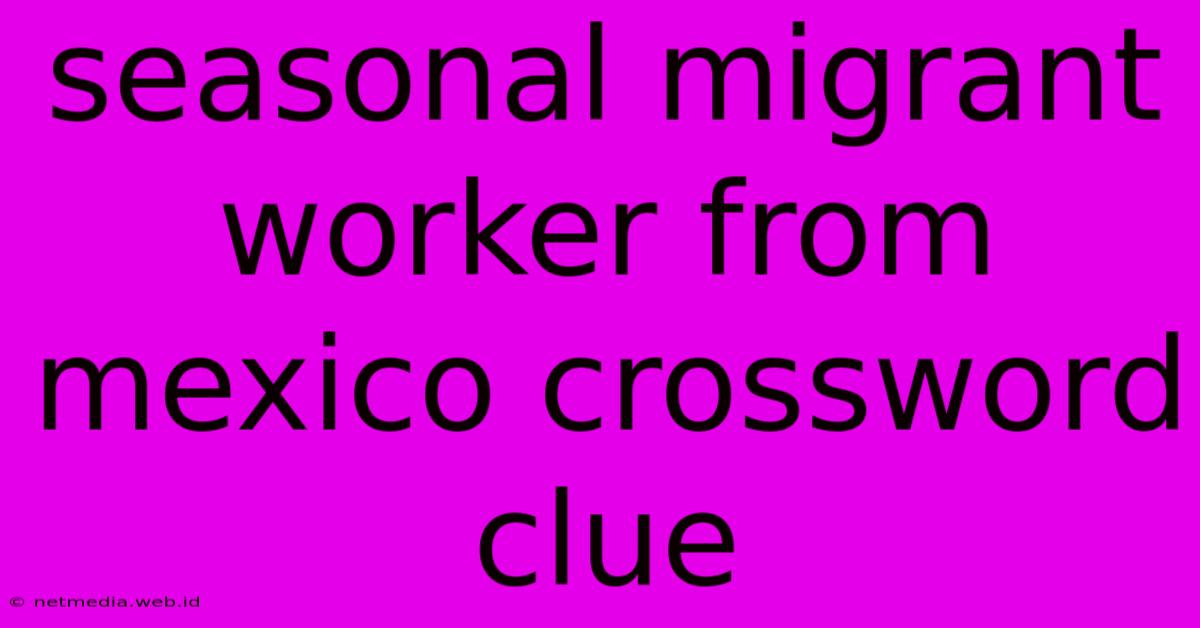 Seasonal Migrant Worker From Mexico Crossword Clue