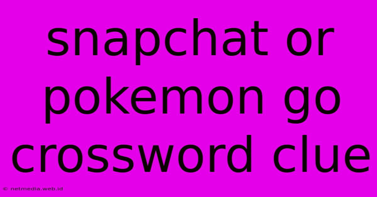 Snapchat Or Pokemon Go Crossword Clue