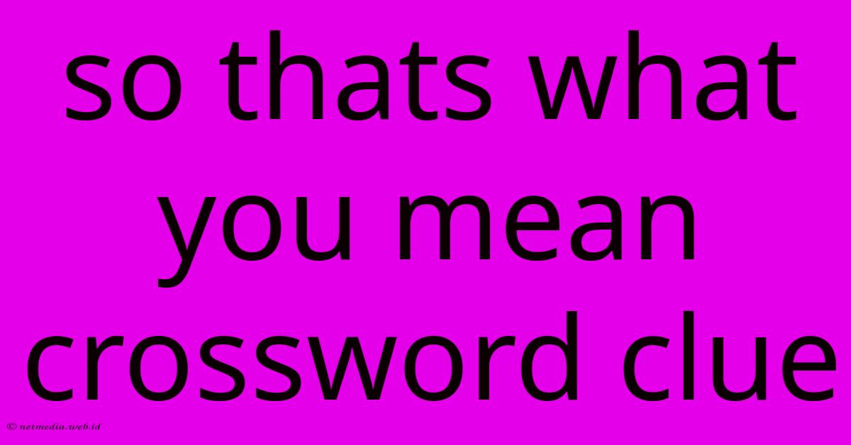 So Thats What You Mean Crossword Clue So Thats What You Mean Crossword Clue