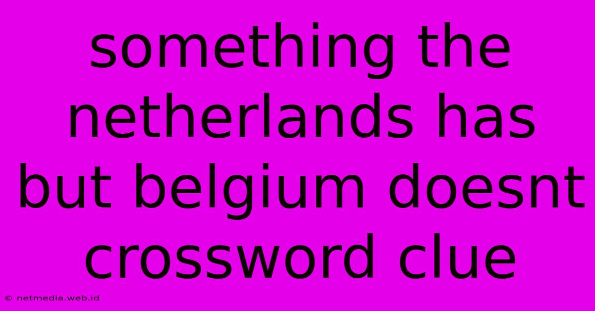 Something The Netherlands Has But Belgium Doesnt Crossword Clue