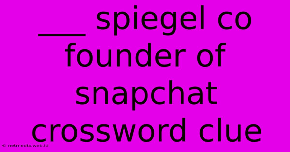 ___ Spiegel Co Founder Of Snapchat Crossword Clue