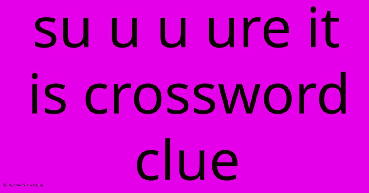 Su U U Ure It Is Crossword Clue