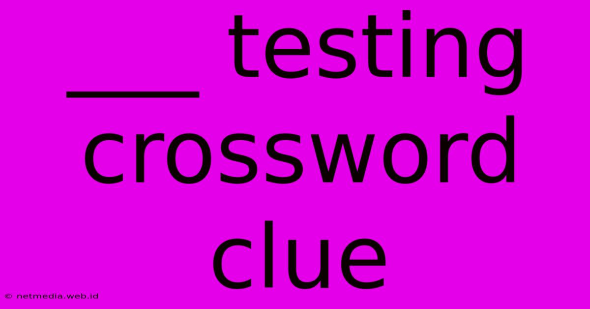 ___ Testing Crossword Clue