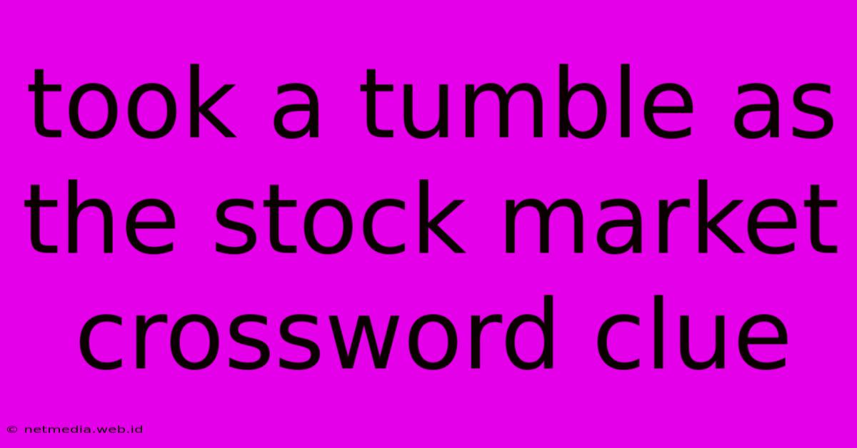 Took A Tumble As The Stock Market Crossword Clue