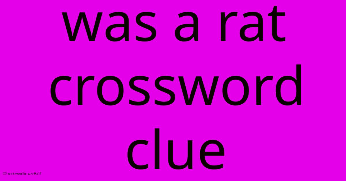 Was A Rat Crossword Clue