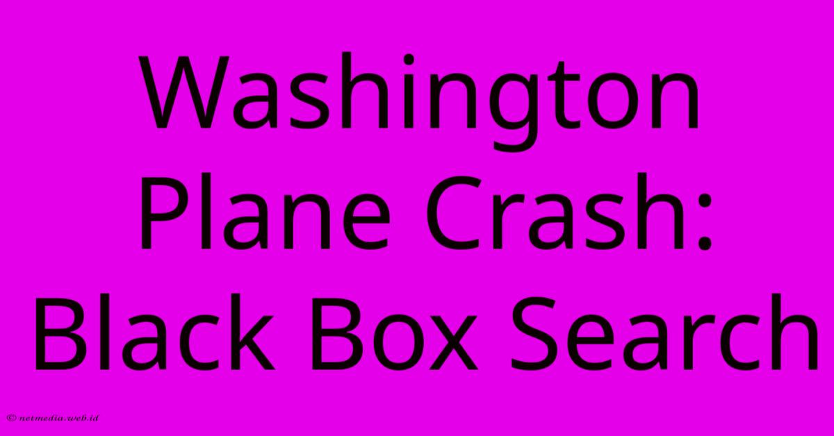 Washington Plane Crash: Black Box Search